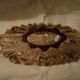 Vintage oval bowl in thick glass, mauve colour.