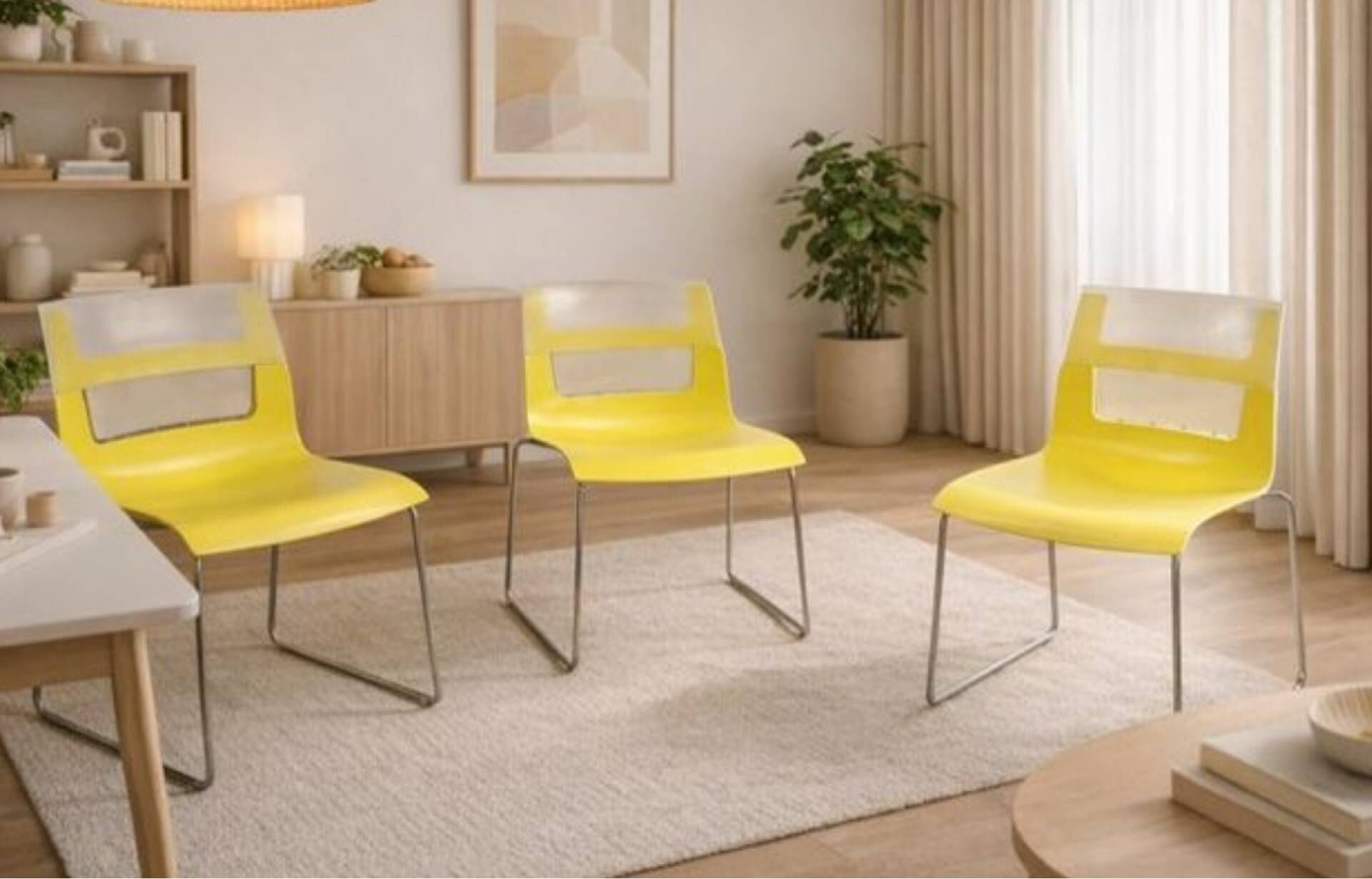 Chaises design jaune et chrome Chaise - Otto B&B Italia– vintage / déc