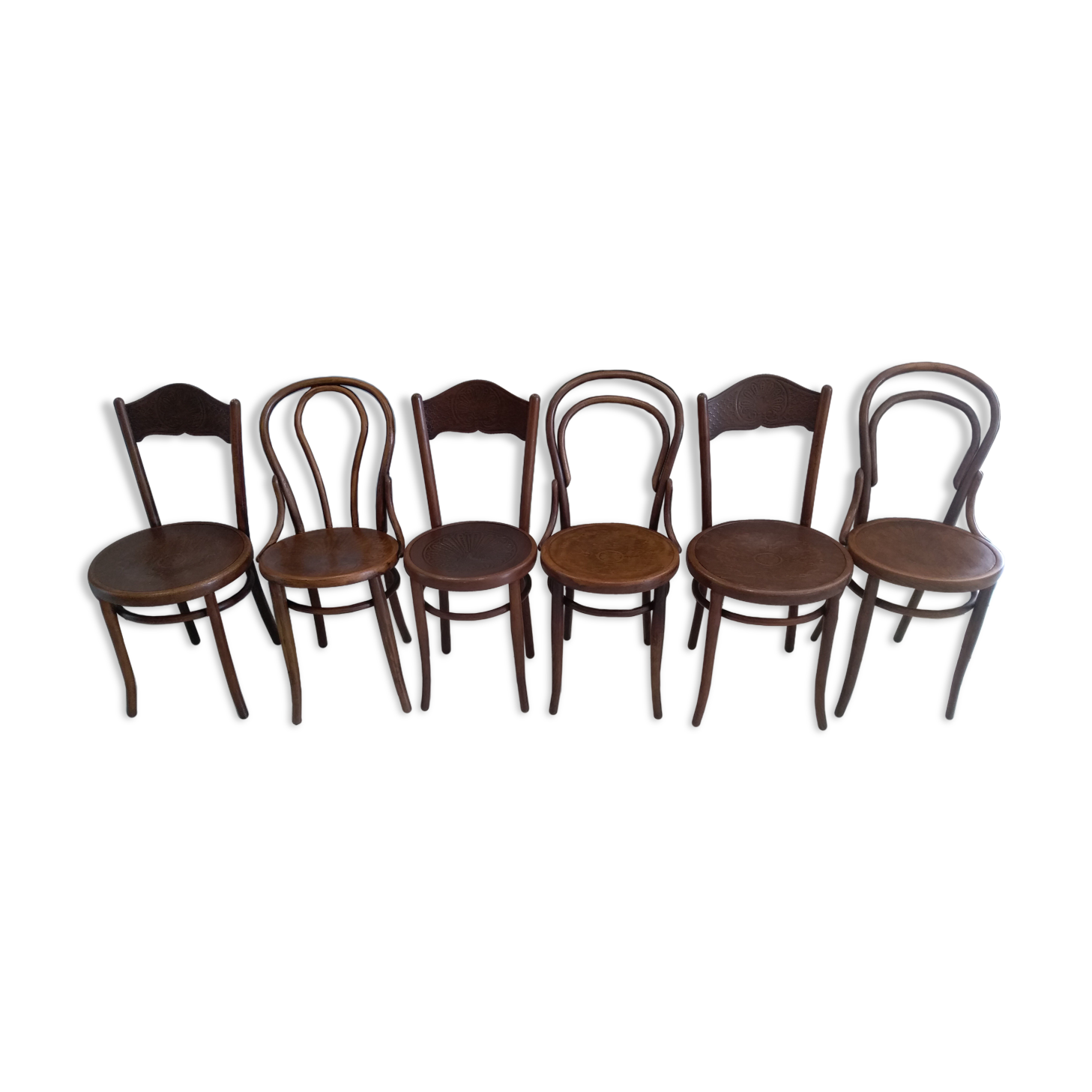 Lot 6 chairs of Bistrot mismatched - 1900