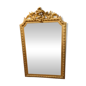 Grand miroir ancien doré de style Louis XV