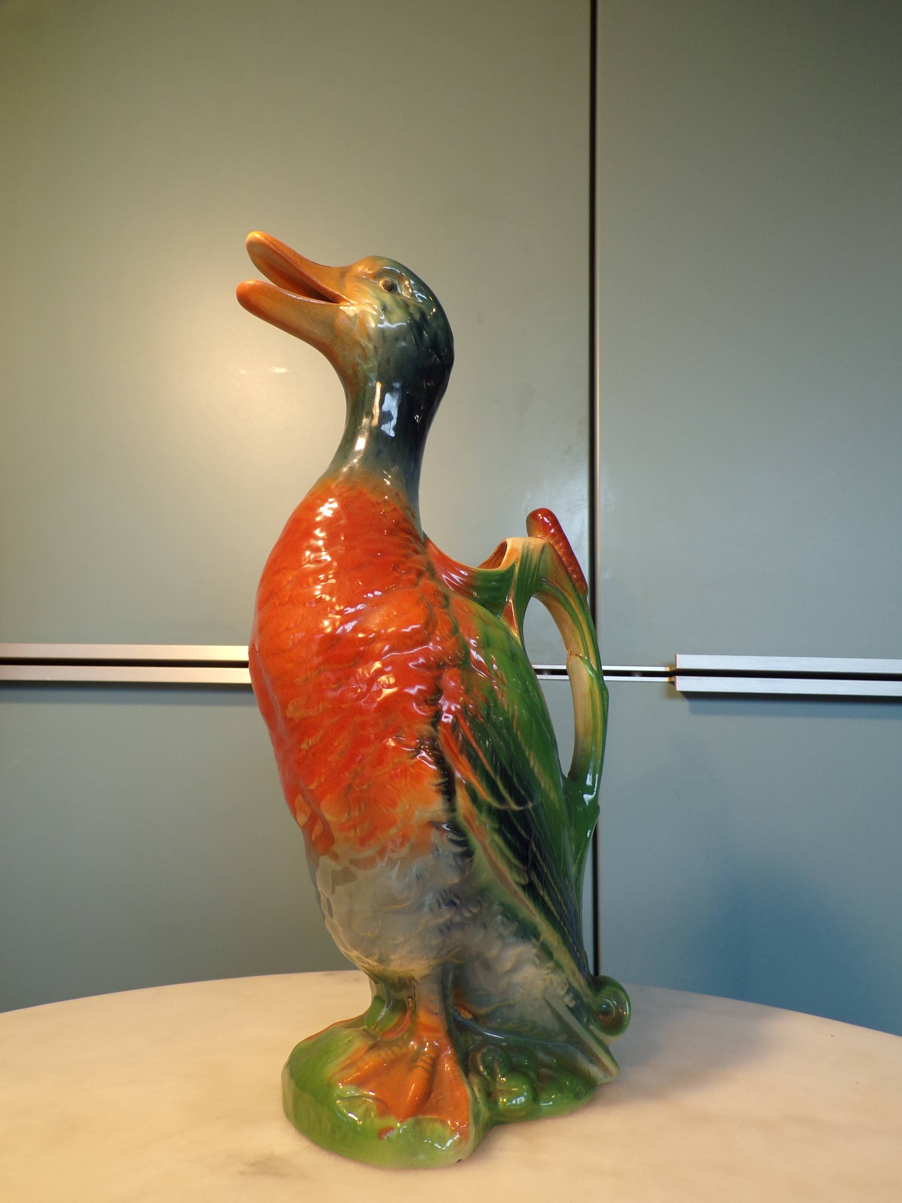 Pichet canard St Clément en barbotine