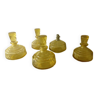 Toiletry set art deco glass perfume bottles