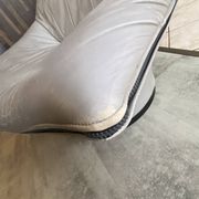 Swivel lounge chair ottoman footrest leather Mantis Gerard Van den Ber