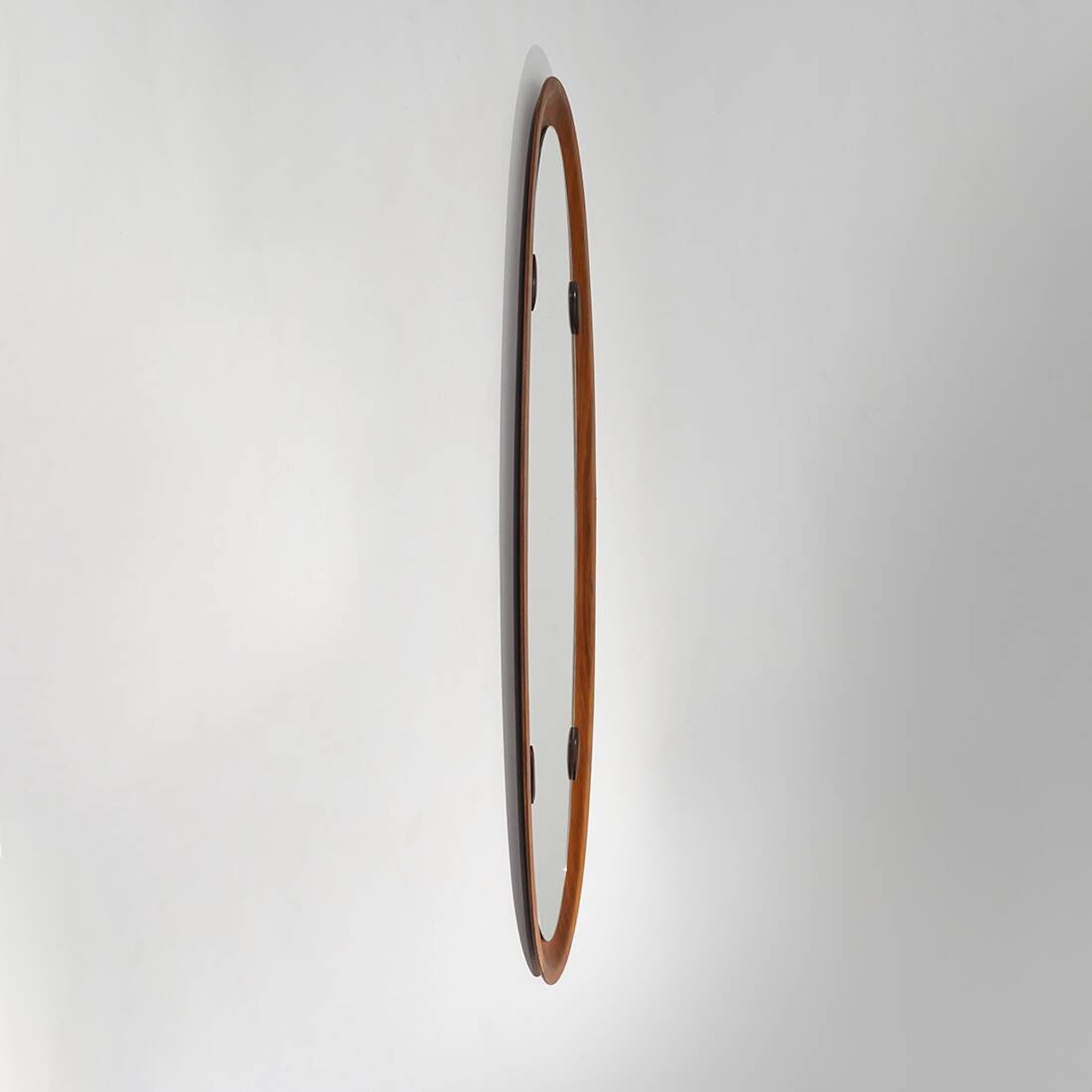 Curved plywood wall mirror, 1960s