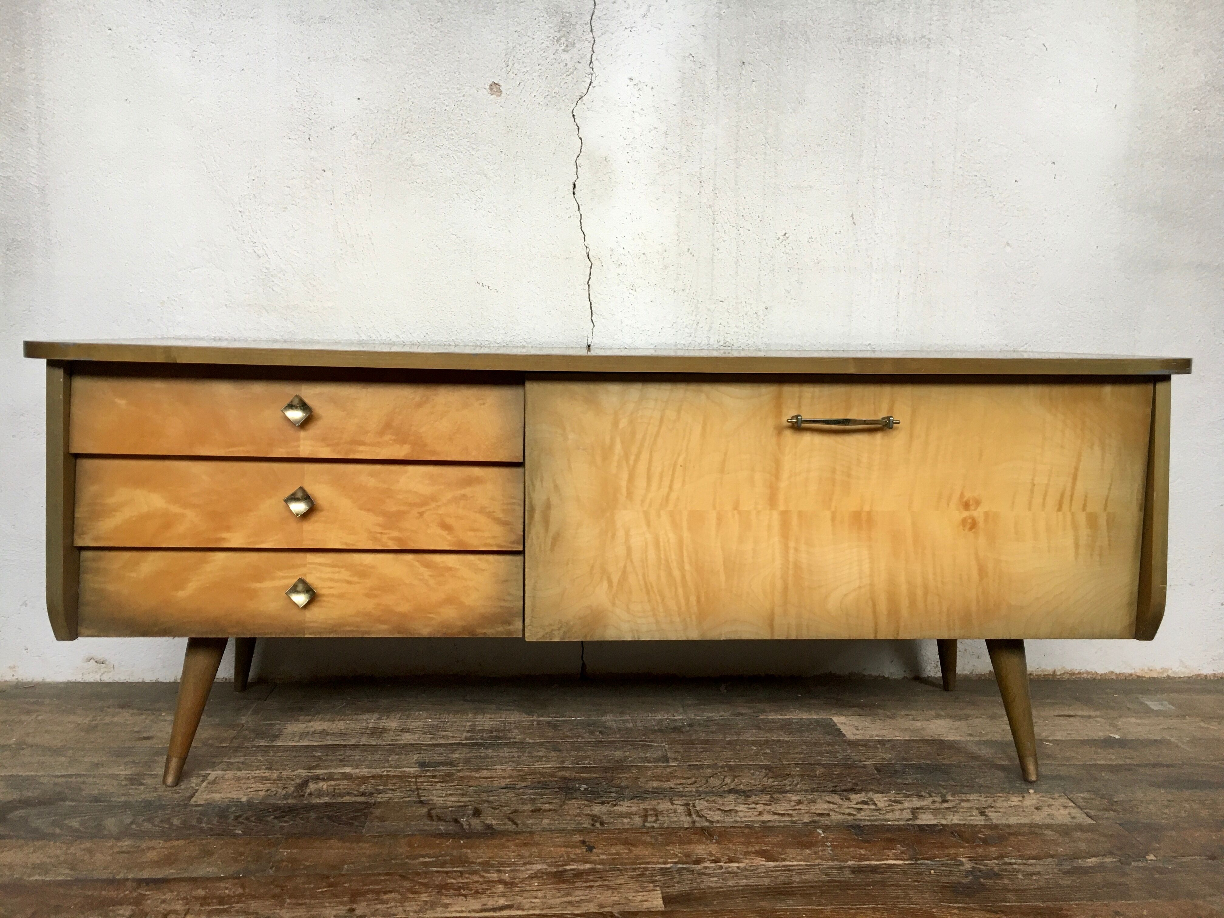 Enfilade meuble tv vintage pieds compas style scandinave
