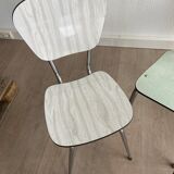 10 mismatched multicolored Formica chairs 60s