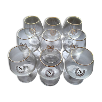 9 Napoleon cognac glasses