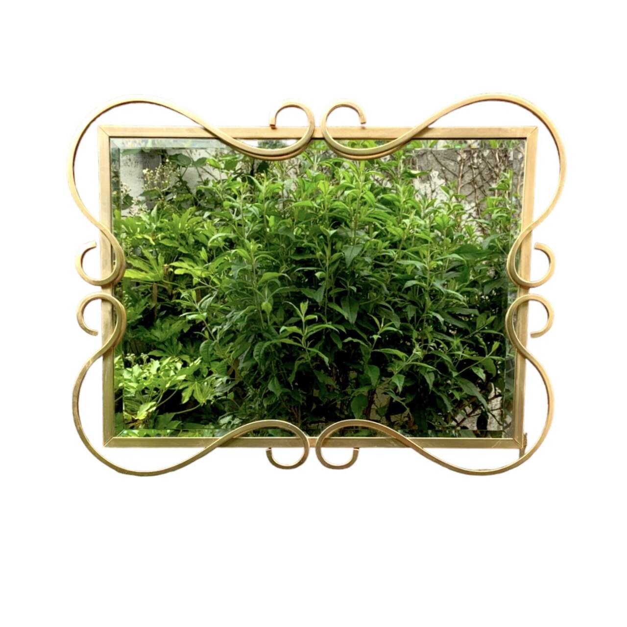Hollywood Regency Beveled Mirror in Gold Anodized Aluminum