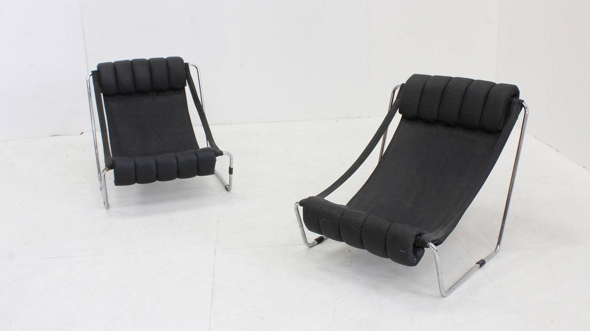 Vintage chrome lounge chairs by Corsini & Wiskemann for Cinova, 1970s set of 2