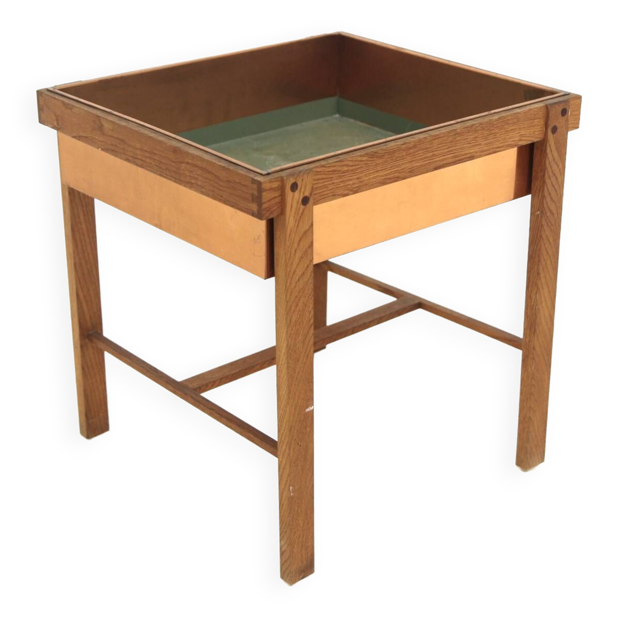 Scandinavian oak and metal planter, Sweden, 1960