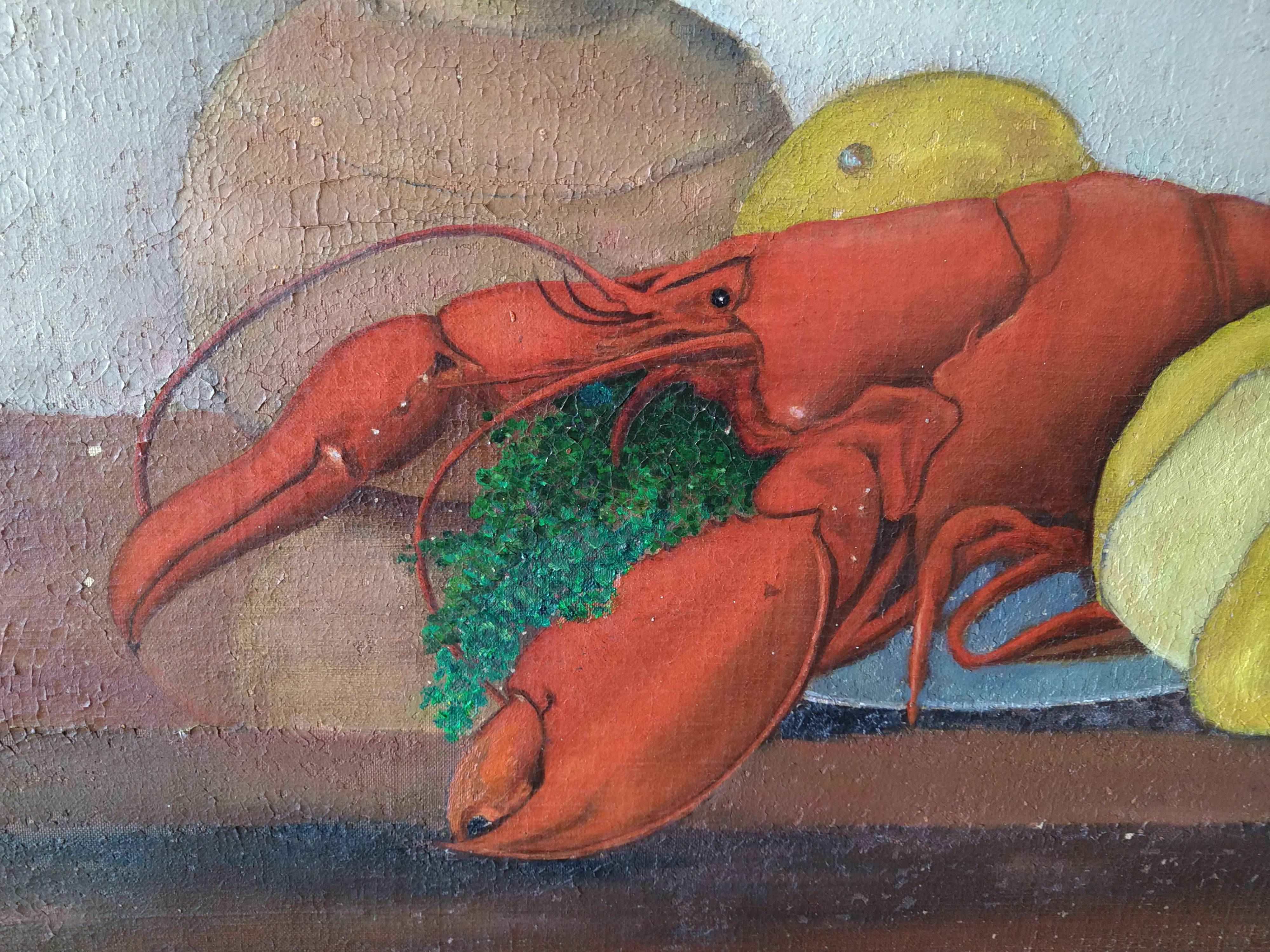 still life painting with lobster