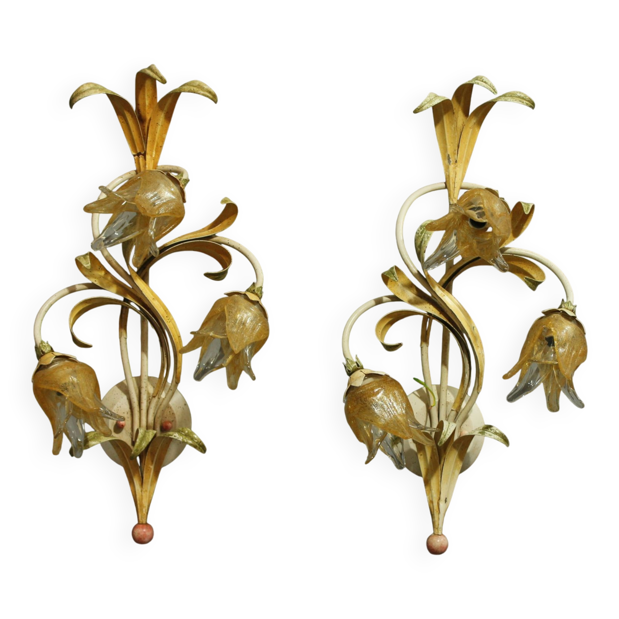 Appliques Florenz en fer et en verre de Murano