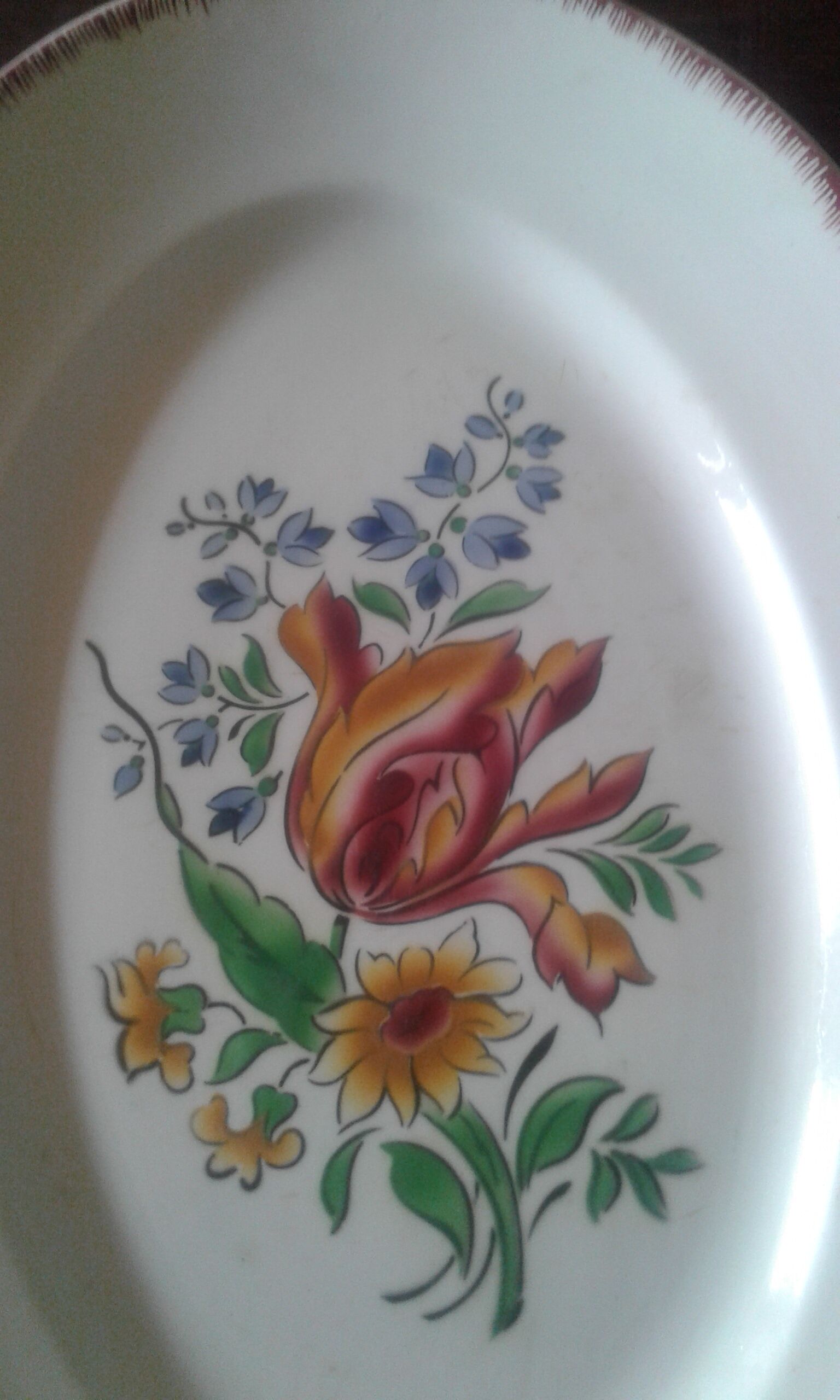 Oval dish very beautiful pattern Digoin Sarreguemines Lorraine