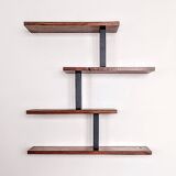 Solid Oak Wood Shelf with Invisible Shelves and Black Steel Supports - Elegance & Modernity
