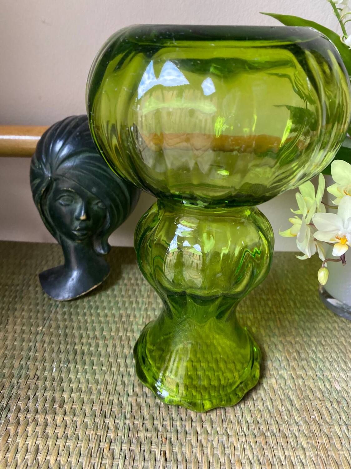 Green glass vase