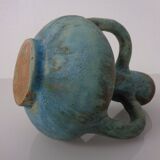 German studio ceramic handle vase by Lu & Gerd Grove, Lübeck, 1960s