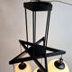 Mid century hanging lamp with 5 white bols, 1970s