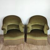 Pair of velvet toad armchairs