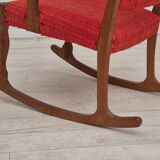 11960s, Danish rocking chair, original good condition, solid oak wood, furniture wool fabric.