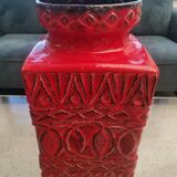 Large BAY Keramik Floor Vase 45 cm Red Vintage West Germany Bodo Mans
