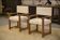 Pair of brutalist armchairs in oak and cream boucle 1950s