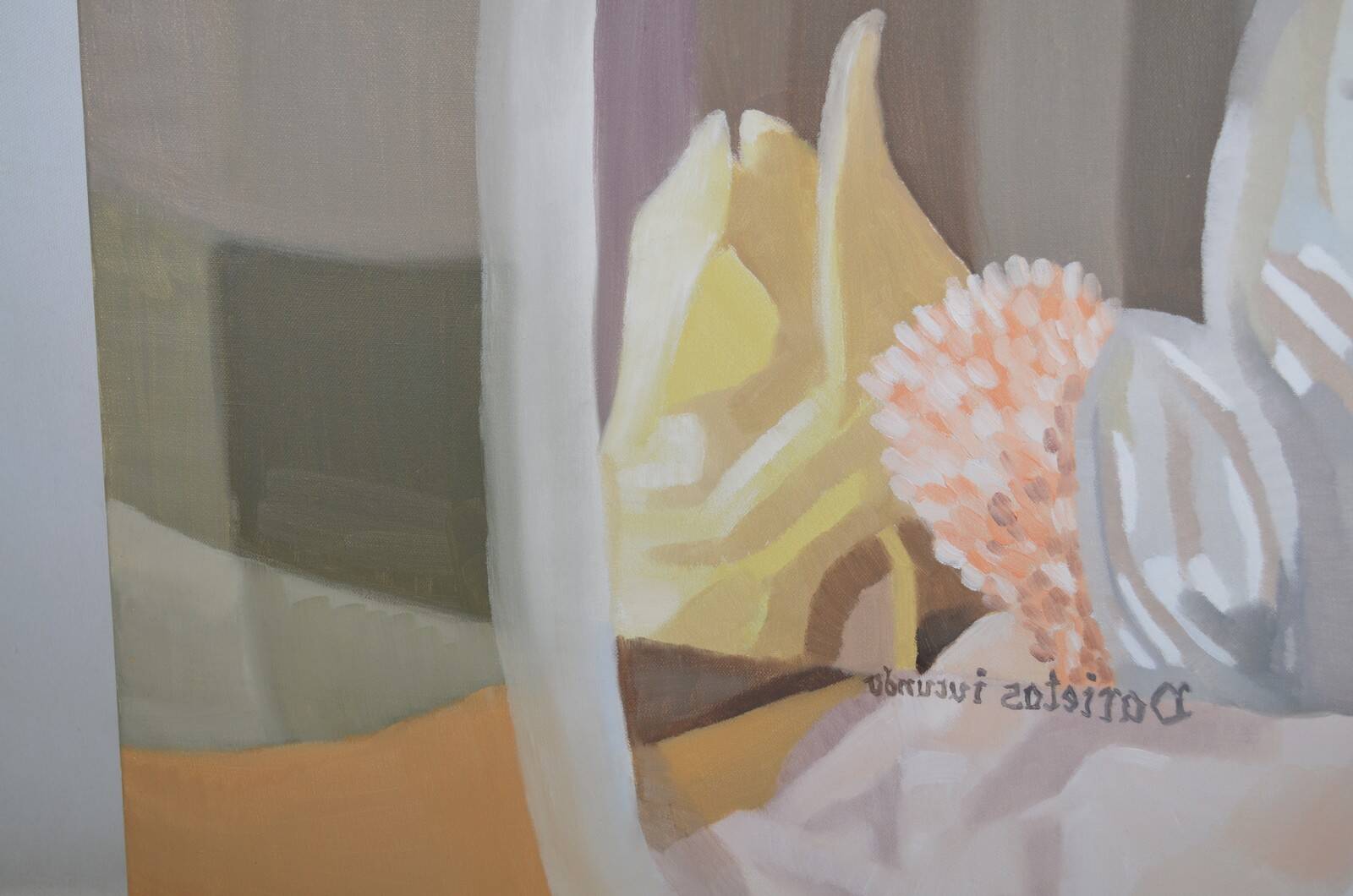 Huile sur toile, nature morte aux coraux, Paula Salonen, 1990