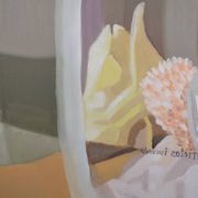 Huile sur toile, nature morte aux coraux, Paula Salonen, 1990