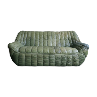 Laauser patchwork leather sofa in olive green 1970