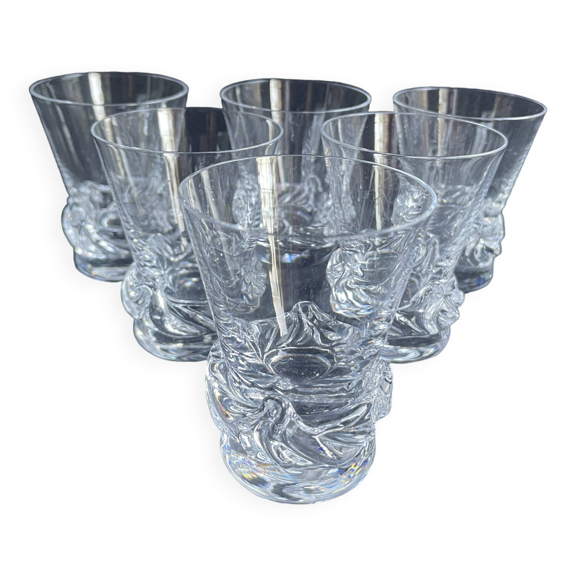 6 Daum Sorcy signed wine glasses
