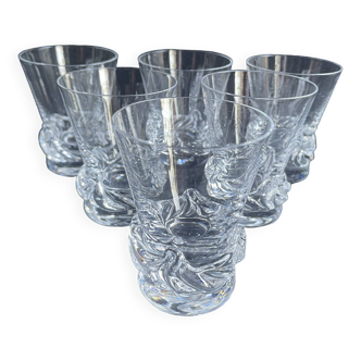 6 Daum Sorcy signed wine glasses