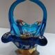 Vintage blown glass basket of Spanish art signed ROYO.