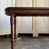 Piano bench in dark wood and cane