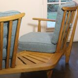 Fan bench by Guillerme and Chambron reupholstered