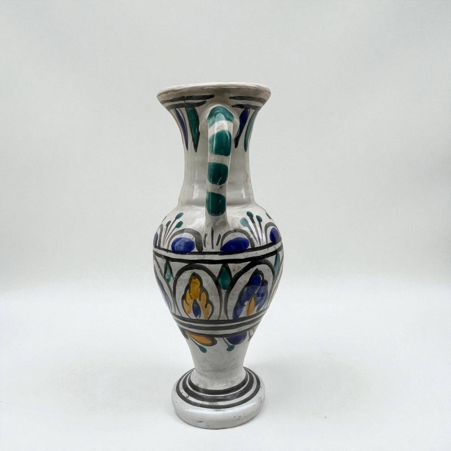 Vintage hand-painted Mediterranean ceramic vase - Berber vase