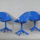 3 chairs "space Age", resin and steel, France, circa 1970.