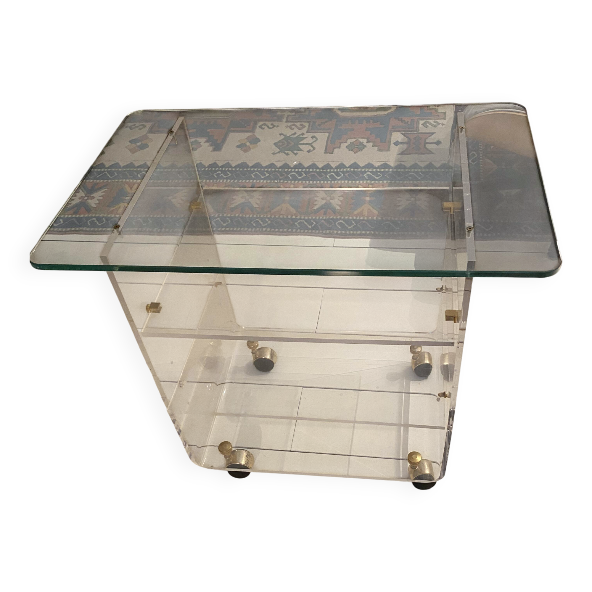 David Lange Plexiglas and Glass 4-Tier Vintage Serving Trolley