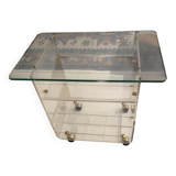 Table Roulante Desserte David Lange Plexiglas et Verre 4 Niveaux Vintage