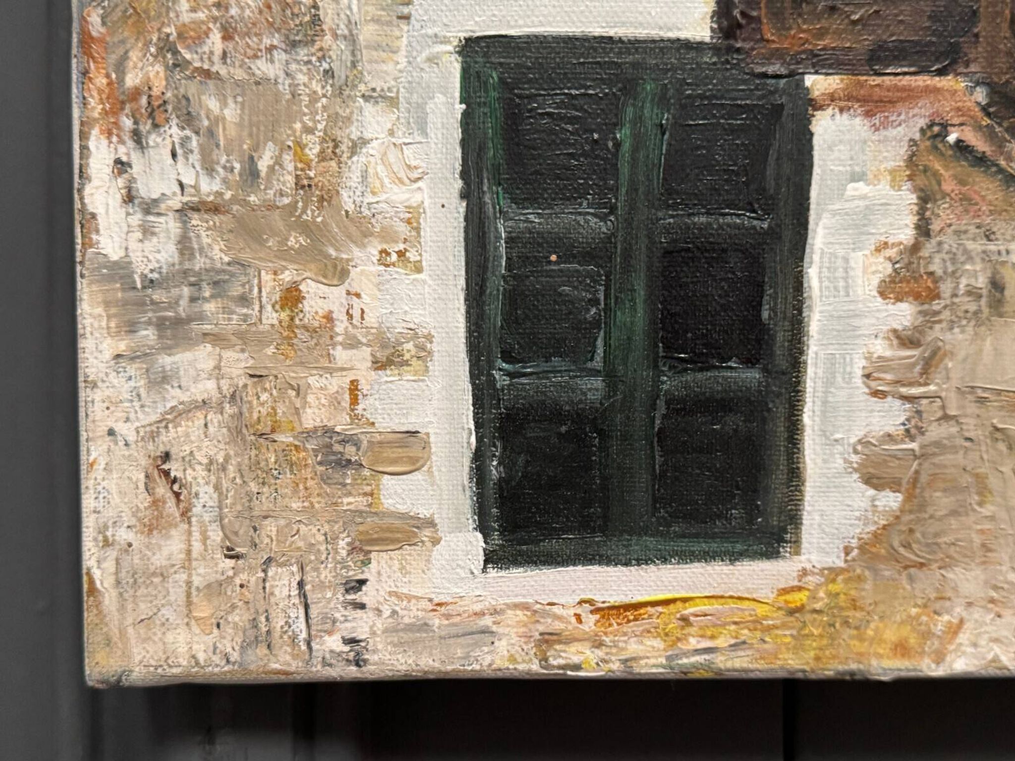 Oil on canvas by Claude Claveau The Hunters' Chalet 1995