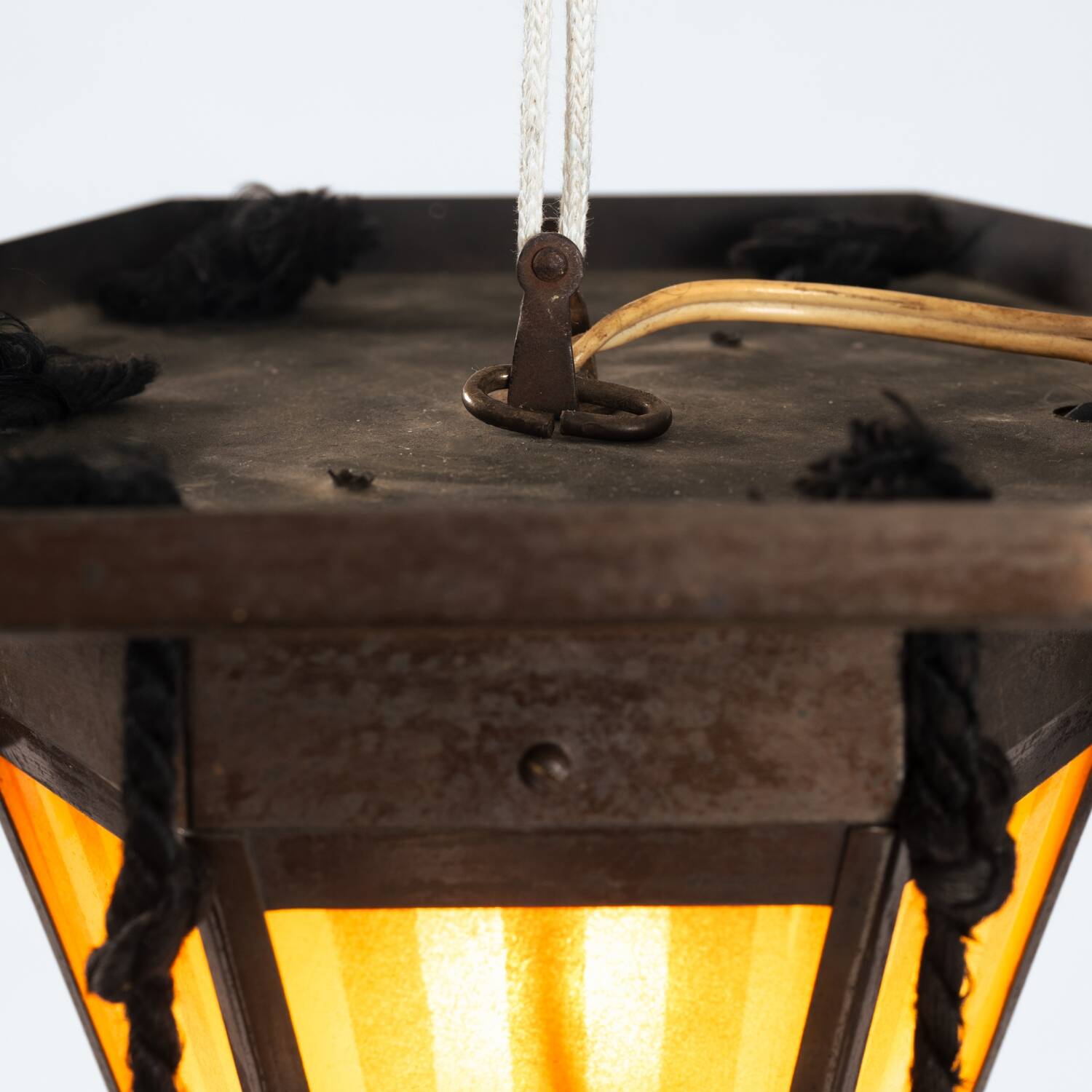 Art Deco Amsterdam school painted glass chandelier, the netherlands, 1930s