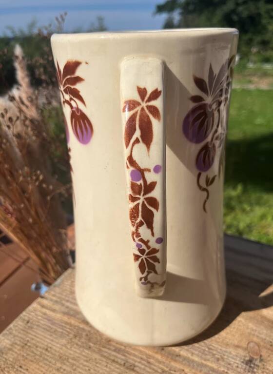 Large antique jug / Vintage beige pitcher - Hammage and Moulin des Loups