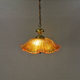 Hanging lamp in multiple layers glass and brass, by Vitrika Denmark 1980s