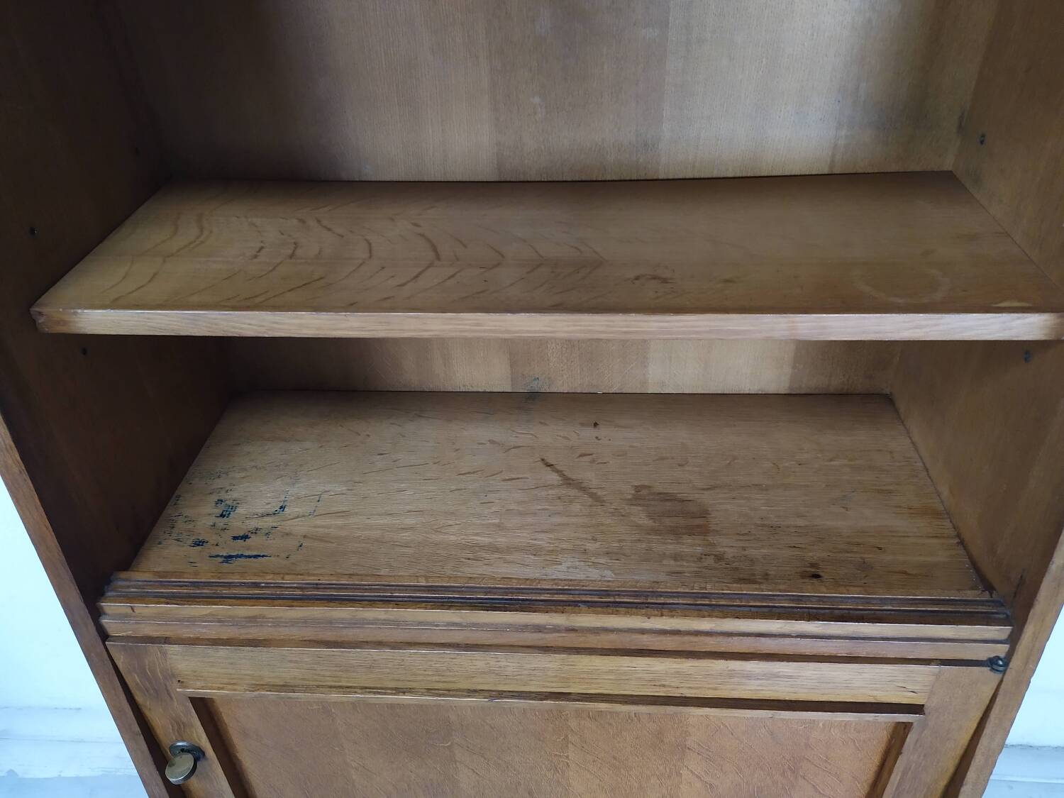Vintage oak secretary shelf