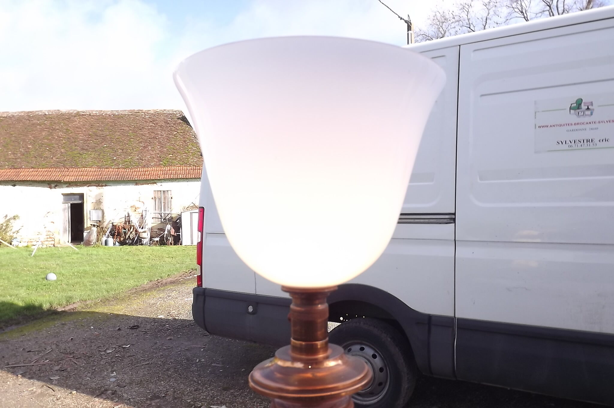 White opaline 50s Mazda lamp