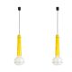 Pair of two-tone yellow and white glass pendant lights. 1960s