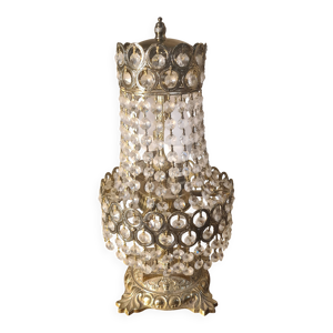 Lampe bronze et laiton - cristal verre