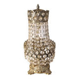 Bronze and brass table lamp 40x20 with crystal glass pendants from the 1940s to 1950s