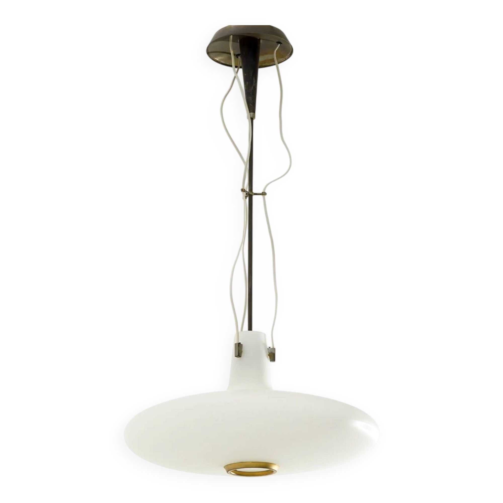 Glass and brass chandelier by Bruno Chiarini, 1950s
