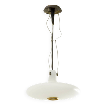 Chandelier en verre et laiton par Bruno Chiarini, années 1950
