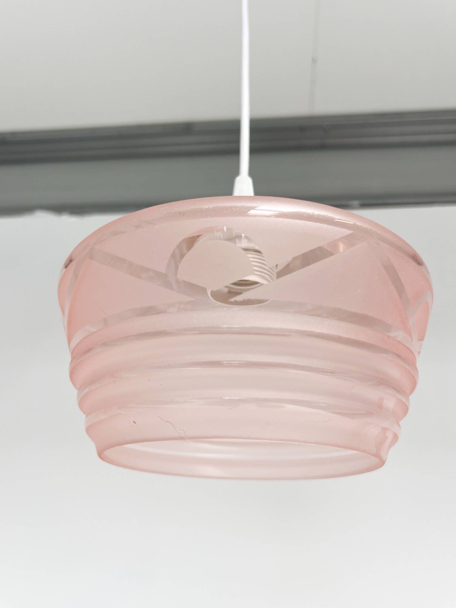 Pink glass ceiling lamp (per piece), 1960s