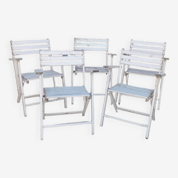 5 fauteuils de jardin en bois vintage  gleizes